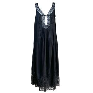 Anthropologie Lace Slip Sleep Dress‎ Nightgown Black Size Medium Feminine